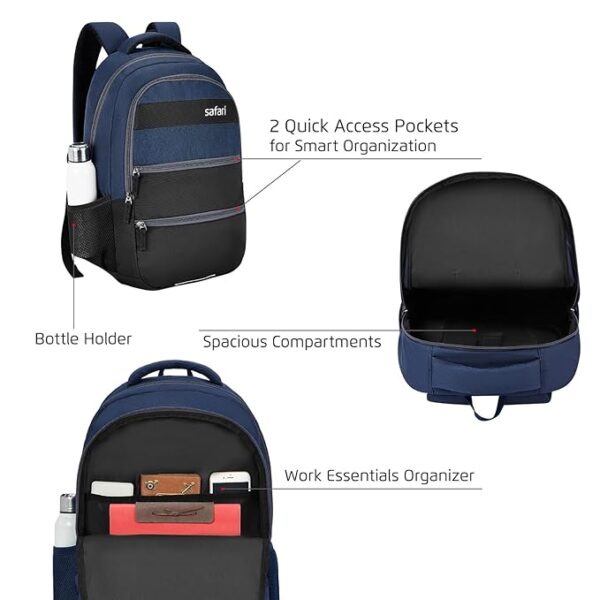 SAFARI Quirk Laptop Backpack, compartments, premium polyester fabric, bottle holder, school bag for boys and girls, college bag for women and men, office bag, travel bag - Image 2